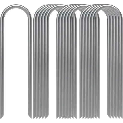 16 Pieces Galvanised U Shaped Garden Stakes, 11 Gauge Landscape Staples for Weed Mat, Irrigation Tubing, 15 x 3.8 cm