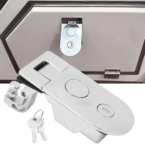 Compression Latch, Zinc Alloy Flush Mount Trigger Latch with 2‑Key, RV Compartment Lock MS609-1 with lock cylinder bright chrome