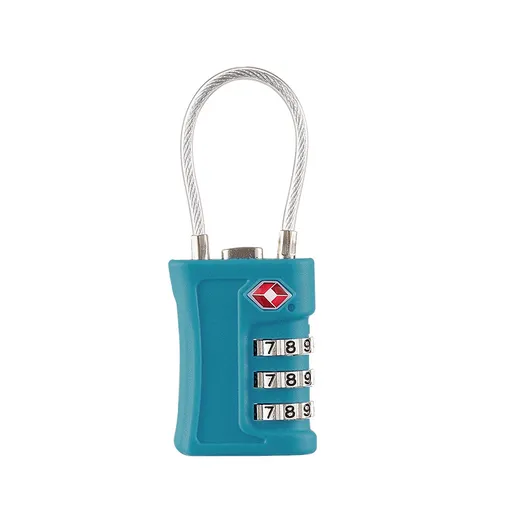 Lake blue TSA Approved Cable Combination Padlock 3-Digit Security Lock for Travel Luggage Suitcase Gym Lockers Durable Steel Wire Australian Travel Essential