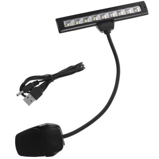 Portable Clip On Adjustable Neck 9 LEDs Music Stand Light Piano Orchestra Lamp Reading Light USB Book Lights