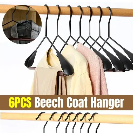 6pcs Iron Wood Combination No Trace Hangers Non Slip for Coat Shirt Closet