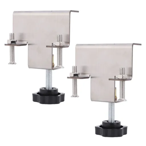 2PCS Universal Cabinet Clamp Stainless Steel Anti Slip Drawer Front Installation Clamps for Accurate Positioning Woodworking Silver
