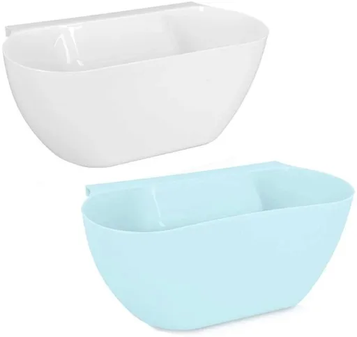 Wall-Mounted Waste Bins - Pack of 2 - Kitchen Waste Bins, Hanging Bins, Kitchen Waste Bins - Hanging Storage Boxes - White and Blue