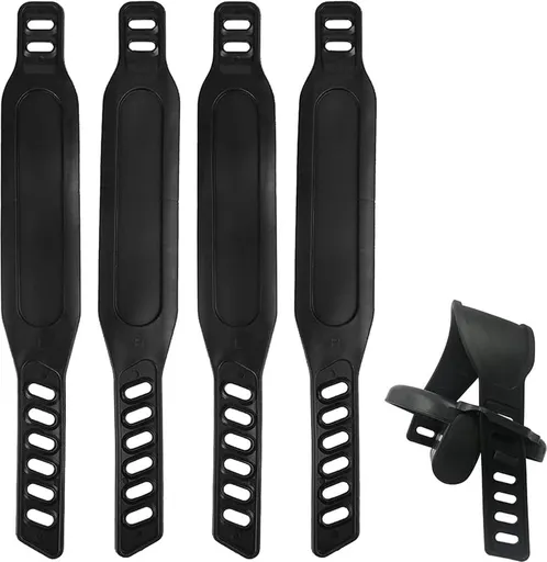 Bicycle Accessories - 2 Pairs - Bicycle Straps - Pedal Straps - Exercise Bike Pedal Straps - Rubber Pedal Straps - Adjustable Length Universal Pedal Strap - Rubber Anti-Slip Exercise Bike Parts - Strength Training Accessories - Black - Safety