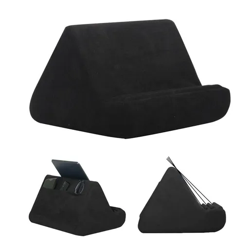 Multi-Angle Tablet Holder Compatible with iPads Lazy Holder Stand for Bed and Desk with 2 Pockets Black