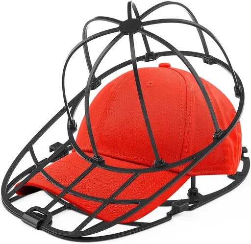 Hat Washer Cage for Washing Machine & Dishwasher- Ball Cap Washer for Baseball Caps & Hats, Baseball Cap Cleaner and Shaper, Fits Adult/Kids Caps (Black)