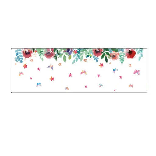 Floral Wall Decal Green Leaves Flowers Pattern PVC Sticker for Living Room Bedroom Decor