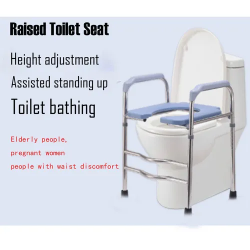 Raised Toilet Seat Riser with Adjustable Handles 64-74cm Heavy-Duty Design for Elderly Handicap Bathroom