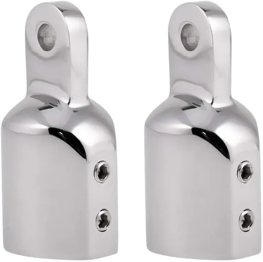 316 Stainless Steel Heavy Duty Fitting Bimini Top Cap Fits 1" (25.4mm) OD Round Tube External Eye End with Two Screws for Boat Covers Marine Hardware(2pcs)