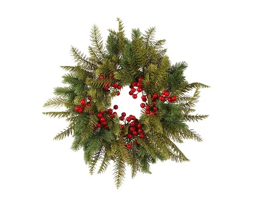 Christmas Wreaths for Front Door Xmas Art Decorations Thanksgiving Day Indoor Outdoor Home Decorative Wreath Three Red Flowers Pine Cones - 40 * 40 * 5cm