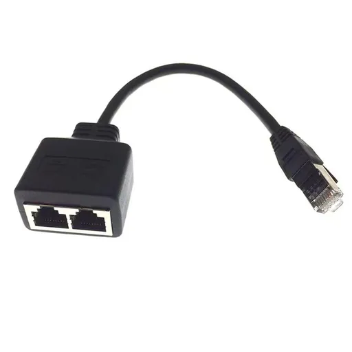 RJ45 Splitter Adapter Connector 1 to 2 Female Ports for CAT 5/CAT 6/CAT 7 LAN Ethernet Cables