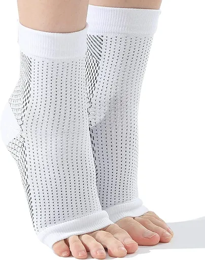 Socks for Neuropathy, Socks for Foot,Arch Support for Women Men,Ankle Brace Compression Support (Large/X-Large, White)