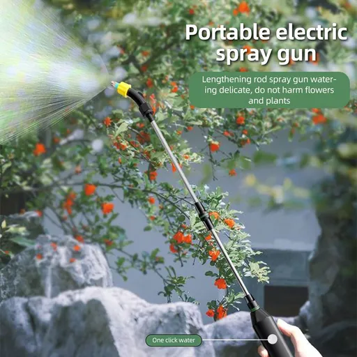 Stainless Steel Water Hose Sprayer Wand Spray Adjustable Electric Handheld Retractable 23 Inch Watering Sprayer Wand with 16.4 Feet Hose, 2 Nozzle, Filter Net and 11L Bucket