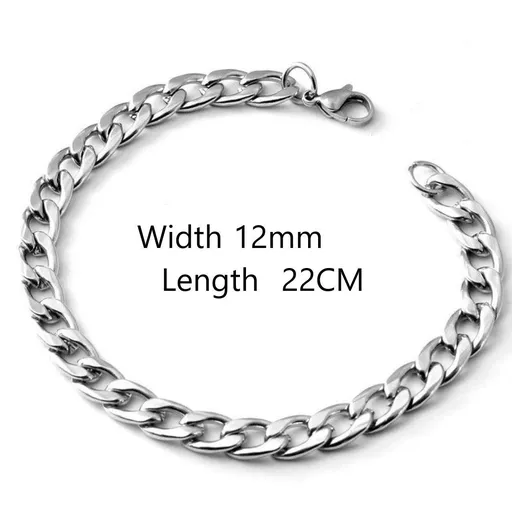 12mm Wide NK Cuban Link Chain Bracelet Unisex Bold Hip Hop Wrist Jewelry 22CM Ideal Christmas Gift