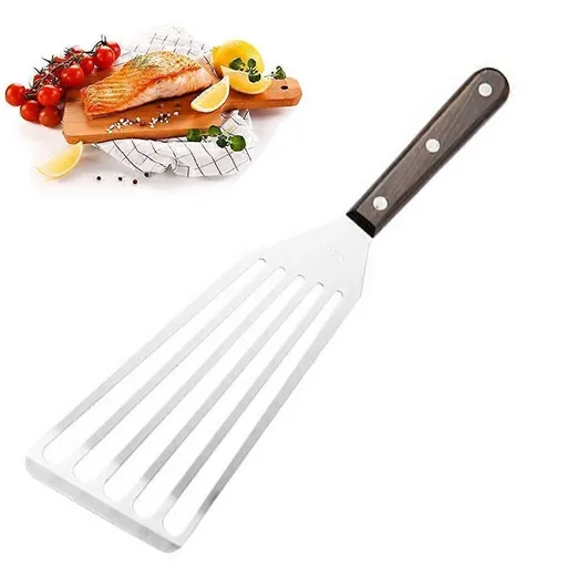 Heat Resistant Fish Spatula - Stainless Steel Metal Spatula for Non-Stick Pans - Premium Spatula