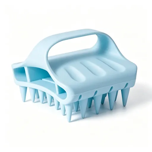 Silicone Scalp Massager Shampoo Brush Wet And Dry Use Hair Washing Comb—Blue