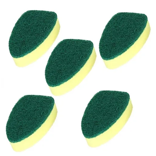 5-Pack Dishwand Refill Sponge Heads | Non-Scratch Kitchen Sink Cleaner Brush | 8.8x6.2cm Removable Brush with Detergent Injection | Stainless Steel Safe | Includes 5 Replacement Pads