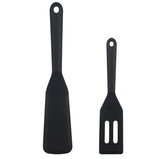 Spatula, Cooking Utensils , 2 Piece Silicone Shovel Set Cookie Shovel Fried Egg Spatula Steak Shovel Flat Bottoming Pot Small Spatula Kitchen Tools Red Z1-Black