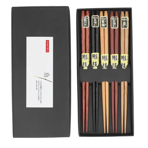 Chopsticks Set 5 Different Colors Natural Wood Antislip Design Feel Comfortable Chopsticks ReusablePointed Chopsticks