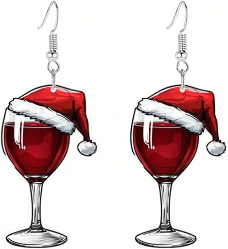 Wine Glass Earrings for Women Funny Creative Lightweight Acrylic Simulation Yellow Beer Whiskey Dangle Drop Earrings Holiday Party Chic Costume Jewelry
