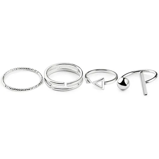 4Pcs Sterling Silver for WomenWrap Cuff Simple Band Hypoallergenic Adjustable Summer Beach Jewelry Set