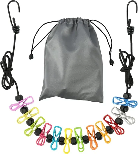 12 Clip Retractable Travel Clothesline for Indoor and Outdoor, 3 to 4 m