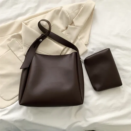 2-Piece Women's Bucket Bag Set Vintage Large Capacity Tote and Crossbody Bag