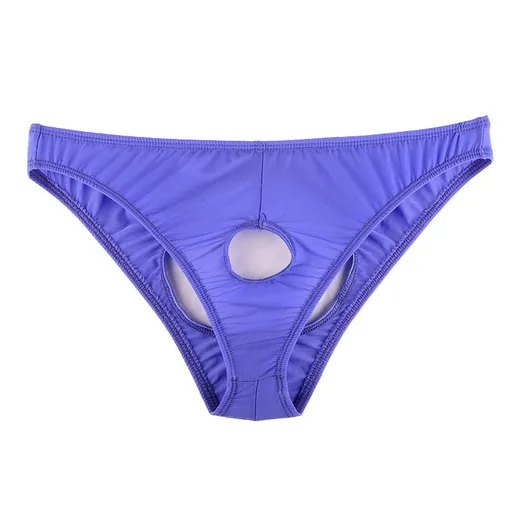 Ye Zimei Men Ice Silk Open Crotch Briefs Purple All yards
