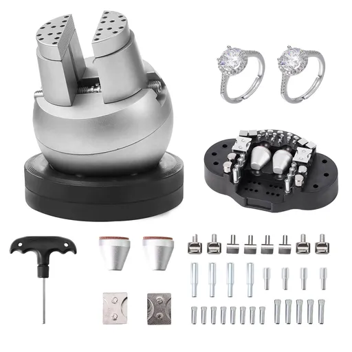 Ball Vise, 5" Engraving Setting Tool, 360° Rotation Engraving Block Vise, 35 PCS Attachment Jewelry Engraving Block Tools Standard Block for Gemstone Inlay and Small-Scale Engraving