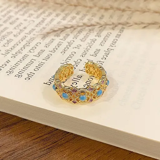 Enamel Drip‑Paint Decorative Open Band | Holiday Gift Accessory | Luxury Versatile Women Finger Ring
