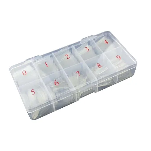 500 Pack Acrylic Nail Tips, French Style Artificial Manicure Tips in 10 Sizes with Storage Box for Home Nail Art, Transparent