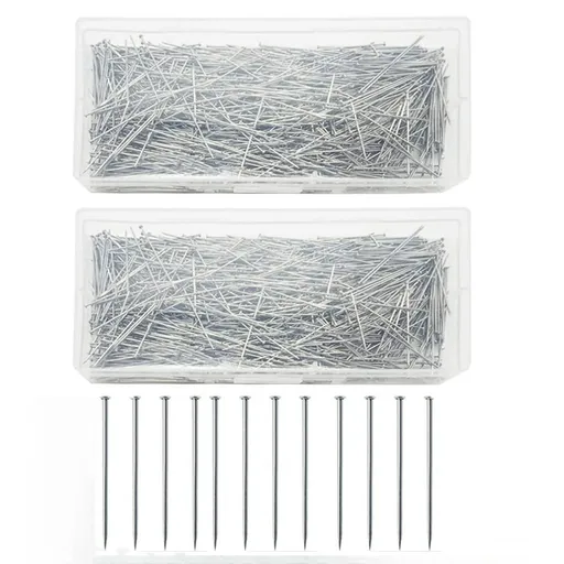 2000 Pieces Straight Pins, 1 Steel Dressmaker Pins Flat Head Satin Pin Sewing Pins for Jewelry Craft Sewing Projects with Plastic Storage Box