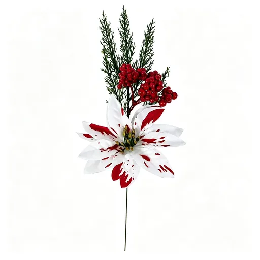 Christmas Artificial Poinsettia Stem DIY Floral Pick Home Decor SD29 2 Pcs Ideal Christmas Gift