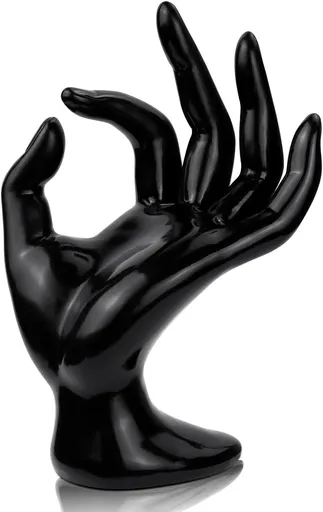 1 Pack Hand Form Ring Holder Mannequin Hand Jewelry Organizer Stand Watch Stand Bracelet Ring Support Aesthetic Rack (Black)