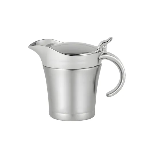 Double Insulated Gravy Boat - Stainless Steel Sauce Jug with Hinged Lid Hinged Lid Ideal for Gravy or Cream at Thanksgiving(450ML)