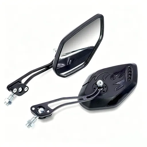 1 Pair Motorcycle Bicycle Rearview Mirror With Mount, Black