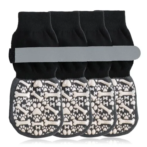 Dog Socks Outdoor Waterproof Non Slip Bone Style Cotton White bone style [opp bag] Xl super large sole is about 8.6*20cm [recommended 20-30kg] [pack of four]