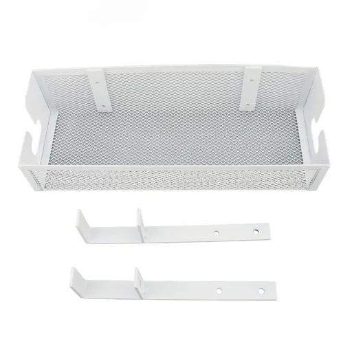 Under Desk Cable Management Tray Mesh Desk Cable Management Box with Clamp Mount Desk Cord Organizer for Office Home White