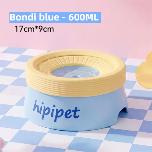 Bondi Blue 600ML Large No Spill Slow Water Dog Bowl, Pet Water Feeder with Floating Disk - Anti Wet Mouth and Cleaner Drinking, Food Grade PP & TPR, Fully Removable & Easy Clean