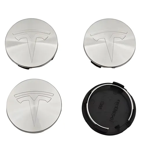 4-Pack Tesla Wheel Hub Caps, 56mm, Silver - Compatible with Tesla