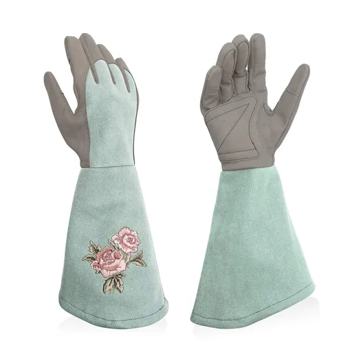 Rose Pruning Gloves Thorn Resistant, Embroidery Gardening Gloves with Extra Long Forearm Protection （S）