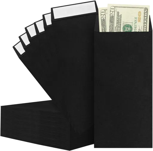 BON++ Envelope Set - 120 Envelopes for Cash, Checks, & Tickets; 80GSM, 3.2x6.6 inch Black Envelopes - Perfect for Cash Challenge Savers