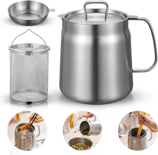 Fine Mesh Kitchen Strainer with Handle for Coffee, Juice, Soy Milk and Oil, Reusable Food Filter for Everyday Cooking, 1.5L
