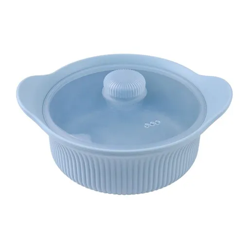 600 mL Food-Grade Silicone Steamer Pot, Single-Serving Cookware for Microwave & Air Fryer—Blue