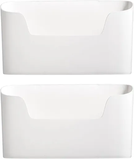 Storage boxes - Wall-mounted storage boxes - Wall-mounted filing cabinets - Mail and magazine organizers - Self-adhesive single-compartment door - No drilling required - For storing office supplies - (White, set of 2)