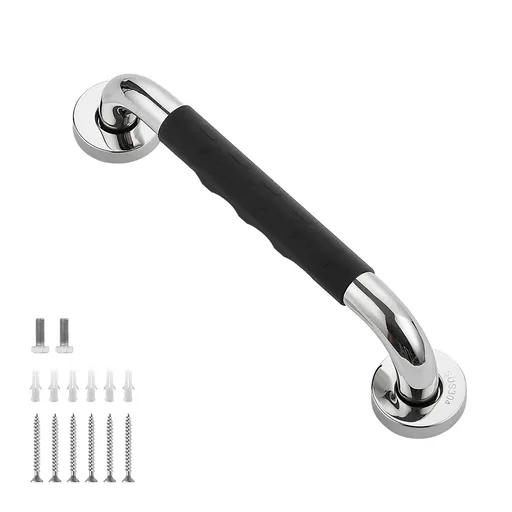 12 Inch Shower Grab Bar w/Anti Slip Rubber Grip,Bathroom Balance Bar, Wall Mount Safety Handrail Support, Elderly Assist Handle
