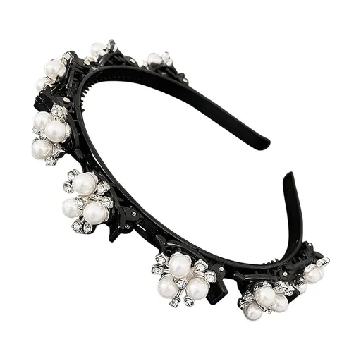 Fashion Pearl Hair Band Weave Bangs Hairstyle Clips Braided Headbands Hairpin Pearl Cluster Wedding Headband Bridal Crown