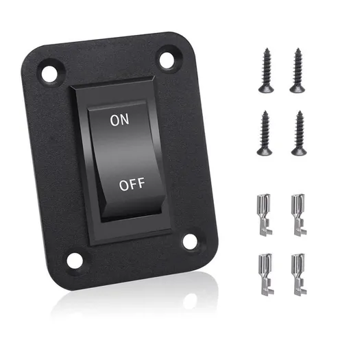 12V 20A 4-Pin Rocker Switch Panel, Easy Install, Includes 4 Screws, KCD2-7-201-B1-DZ
