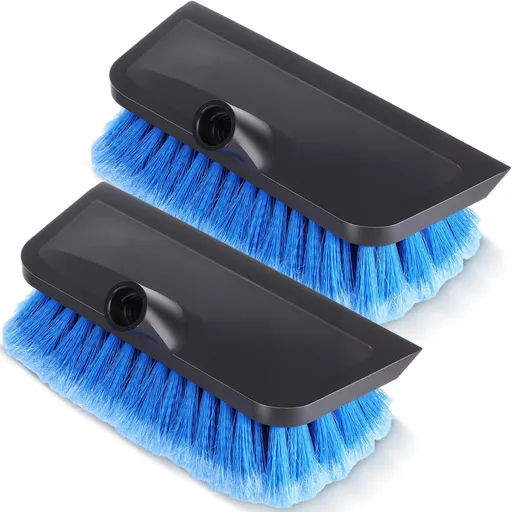 Soft Brush Cleaner Head 10 Inch Blue 2 Pcs Bristles Scrub Brush with Rubber Protective Pads for Solar Panels Cars RV Trucks Boats