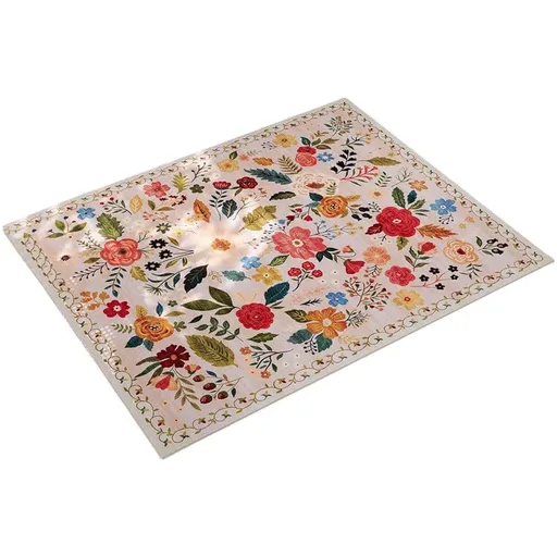 Bohemian Floral Doormat Non-slip Absorbent Dirt-Resistant Machine Washable for Bathroom Hallway and Kitchen, 50x80cm, Beige